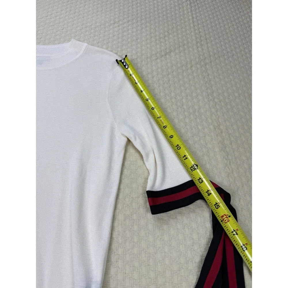 Who What Wear Ribbon Sleeve Sweater 3/4 Sleeve Top | White | Women's Size Large